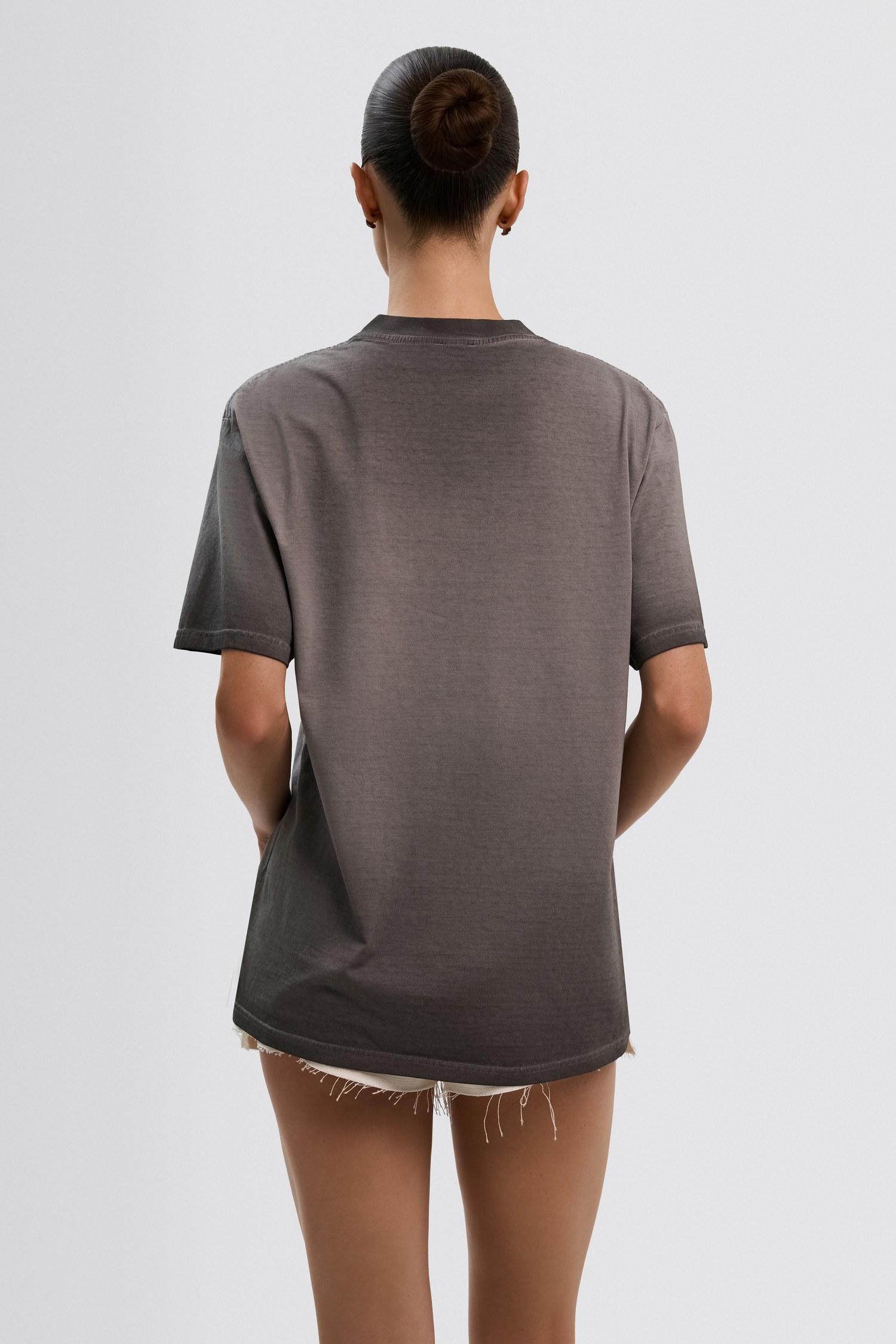 Футболка oversize с эффектом варки и принтом серого цвета фото 3